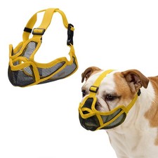 Short Snout Dog Muzzles Adjustable Mouth Cover for Dogs  M, Yellow 