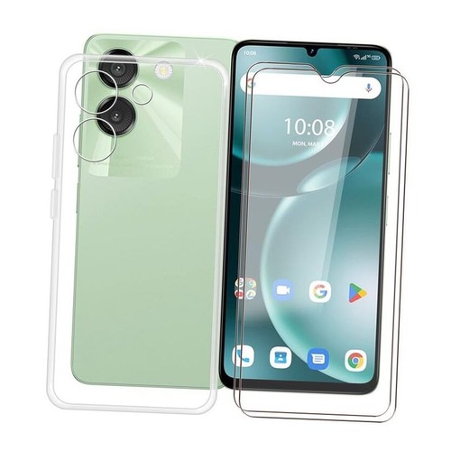Phone Case for Umidigi G9A (6.75") with 2 X Tempered Glass Film, Transparent
