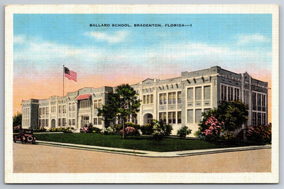 #ad #ad FL Bradenton Ballard School Old Car Vintage Postcard $1.99