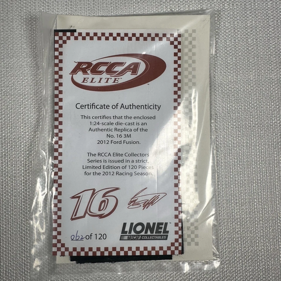 Грег Биффл #16 3M 2012 Fusion Elite 1 из 120 C1628223MGBAUT подписанный РЕДКАЯ 1:24 - Изображение 3 из 4