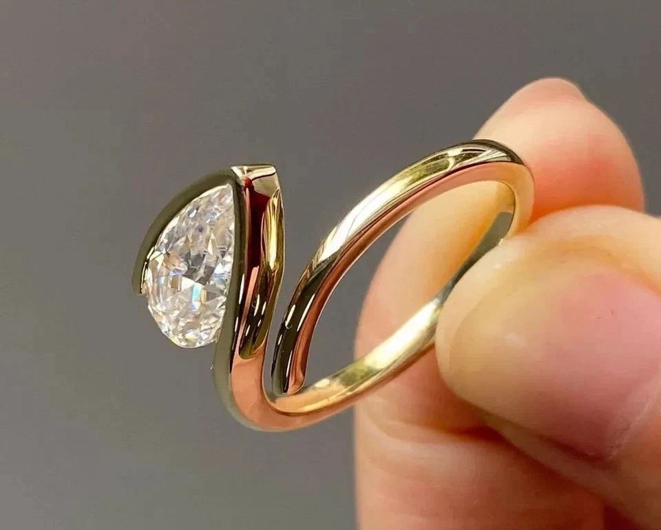 14K Yellow Gold Lab Grown Diamond Wedding Ring 2.50 CT Pear Cut - Image 4 of 4