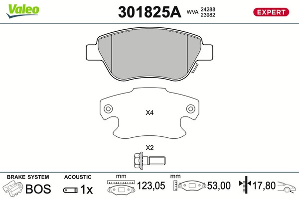Valeo Bremsbelagsatz Scheibenbremse Expert 301825A FüR Opel Corsa S07 Adam M13-image