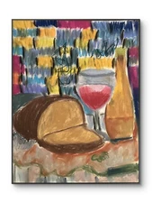 Street Art Abstract Expressionism Original Food 11 by 15 Oil Pastel on Paper