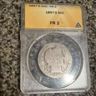 ANACS 1897-S Barber Half Dollar 50c Silver Coin US - Key Date In Slab