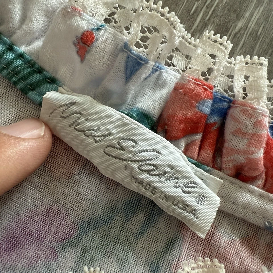 Vintage 80s Miss Elaine House Coat House Dress Sz L Floral Maxi Gown Lounge Robe - Image 3 of 4