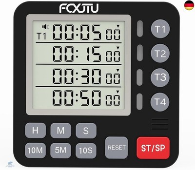 FCXJTU Digitaler Dual-Küchentimer, 4-K-Magnet-Countdown-Timer zum Kochen,