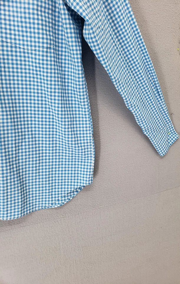 Camisa TailorByrd Hombres XL Azul Blanco Guinga Cuadros Manga Larga Con Botones Informal Foto 4 de 4