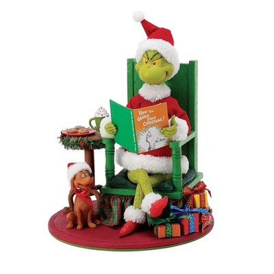 Grinch Santa Statue Reading Book Possible Dreams 25 cm High Licensed Collectible