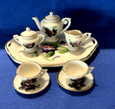 Vintage Miniature Porcelain Tea Set Hand Painted Flowers