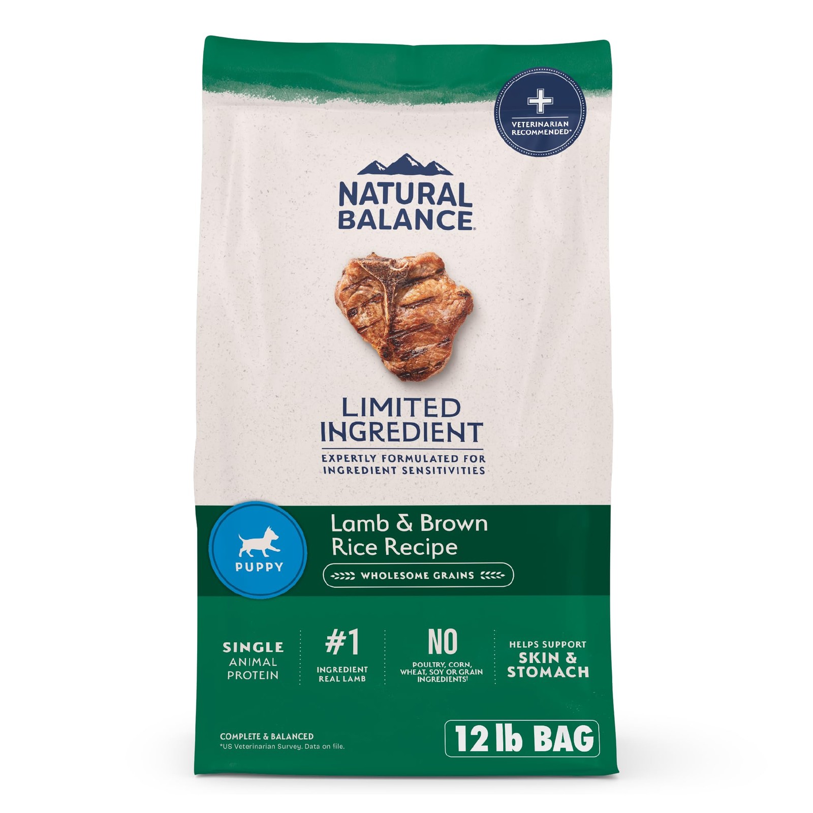 Natural Balance LID Lamb Brown Rice Puppy Formula 12 Pound Premium Dog Food