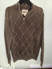 BKE Men's Sweater Size Medium 1/4 Zip Mock Neck Pullover Brown Chest 40  