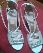 Bella Terra Ivory Satin Open Toe High Heel Bridal Shoes