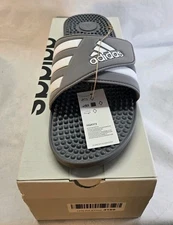 Adidas Mens Size 18 Adissage Slides Gray Sandals Massage Shoes New