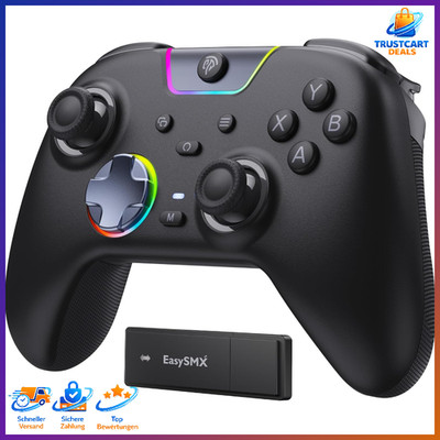 Gaming Controller Wireless PC mit Leisen Tasten 1000mAh Akku Schwarz
