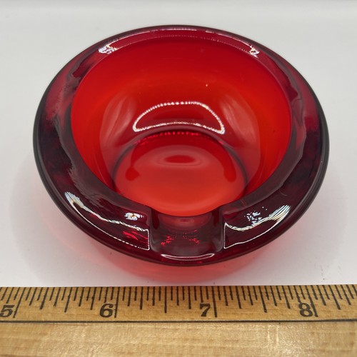 Vintage Viking Ruby Red Glass Individual Ashtray 3.5" UV Reactive Glows EUC - Picture 7 of 9
