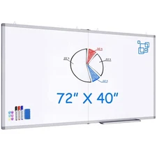 White Board Dry Erase 72x40, Large Magnetic Whiteboard Maxtek Dry Erase Board...