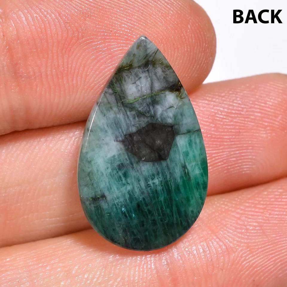 Natural Green Emerald Gemstone Pair cabochon  Loose Gemstone 14.70 CT 24X14X6mm - Image 3 of 3