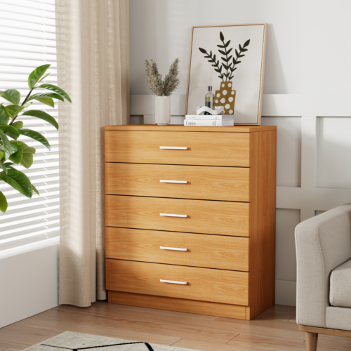 Riano Chest of Drawers Wooden Bedroom Furniture Storage Bedside Table 5 Drawer - Picture 2 of 25