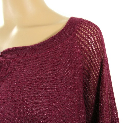 Lane Bryant Sweater Womens Size 14 / 16 Burgundy Crew Neck Button 3/4 Sleeves - Picture 8 of 8