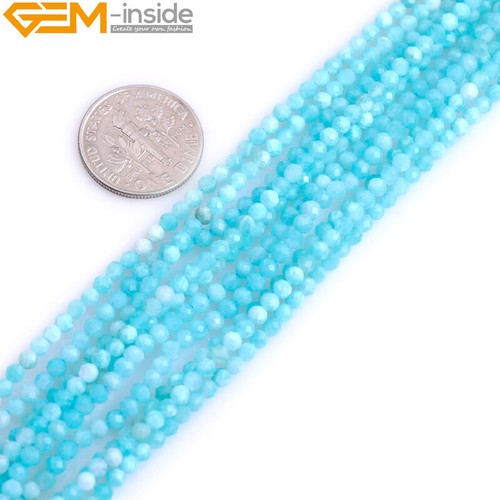 AAA Natural Agate Amazonite Stones Faceted Round Beads For Jewelry Making 15" - Picture 170 of 389
