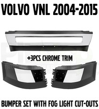 Volvo Vnl Truck Chrome Bumper Set Left Right Center With Fog Light Cut Out Hole