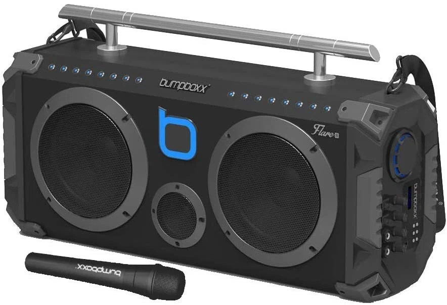 Bumpboxx Bluetooth Boombox Flare8 Black | Retro Boombox with Bluetooth Speaker | Rechargeable Bluetooth Speaker