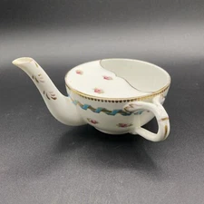 Vintage Invalid Feeder Medical Cup Floral Ribbon Gold Trim
