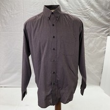 VAN HEUSEN BROADCLOTH MENS BROWN STRIPE LONG SLEEVE DRESS SHIRT SZ 15-15.5