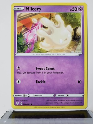 Milcery 080/185 NM - Vivid Voltage Pokemon Card - Kouki Saitou Art