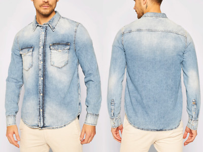 CALVIN KLEIN 90S JACKET HEMD Varsity Denimhemd Jeans Shirt Jacke Blue New S
