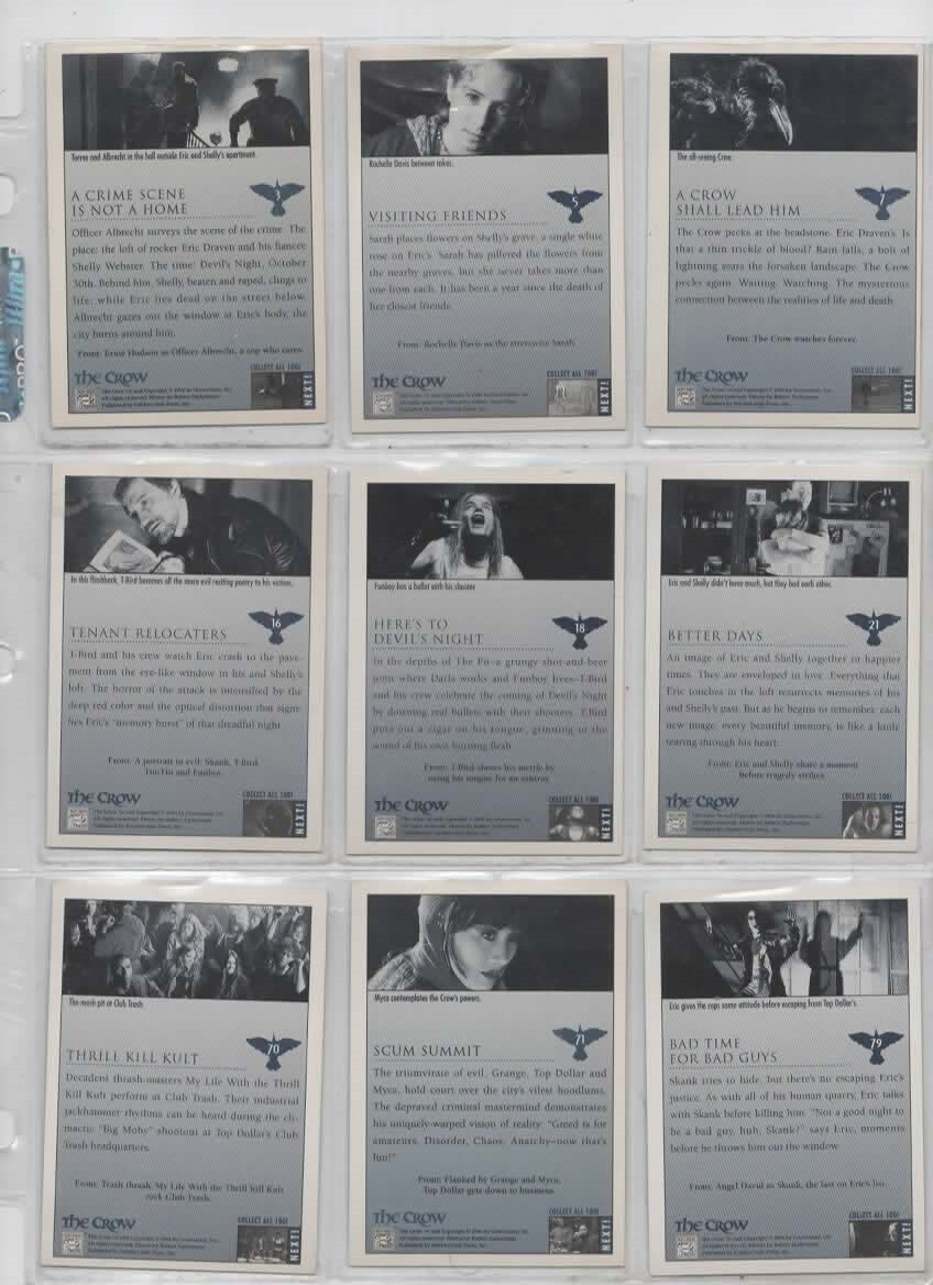 1994 The Crow Official Movie Trading Cards NEW UNCIRCULATED 8F2-13 