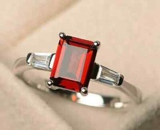 New 925 Sterling Silver Certified Red Garnet Ring For Women christmas gifting