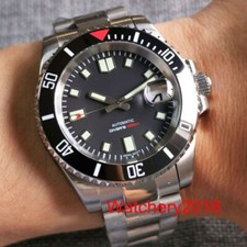 Tandorio 40mm Mechanical Watch For Men NH35A Automatic Black Dial Green Luminous