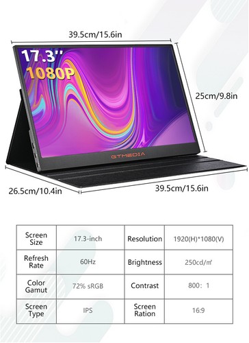 New 165Hz 60Hz Portable Monitor QHD 14" 15.6" 173" Gaming Laptop Screen Extender - Picture 18 of 64