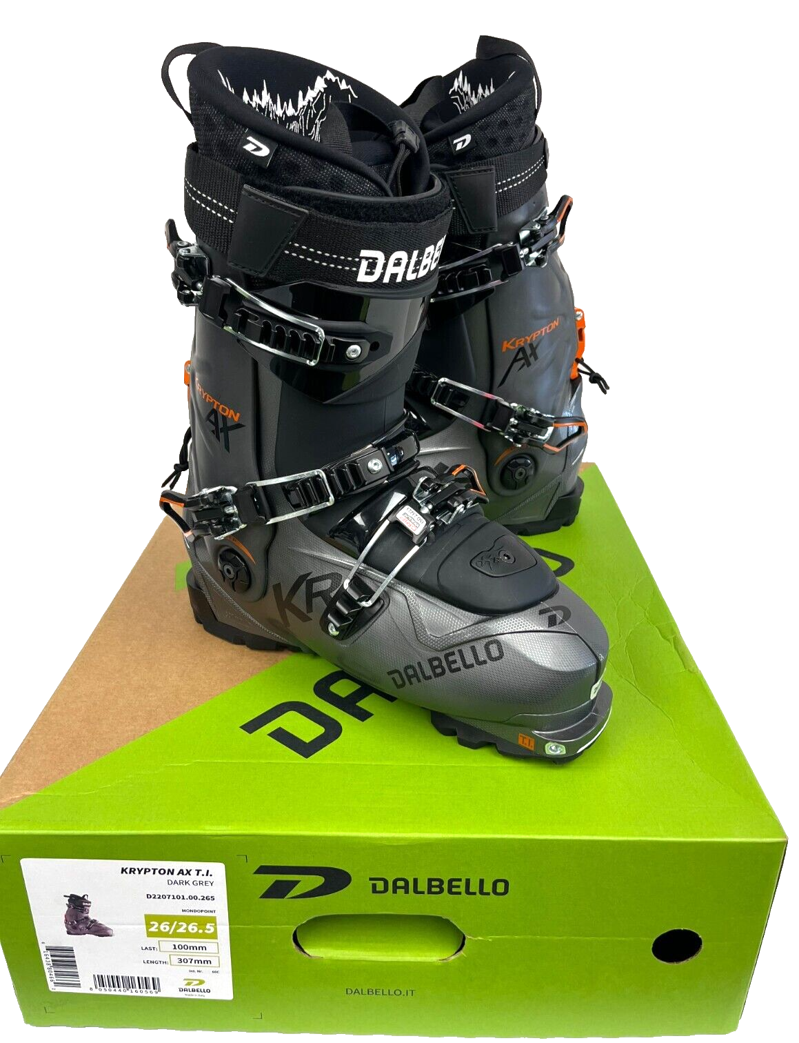 SALOMON $700 Dalbello Krypton AX T.I. Scarponi da sci nuovi con scatola taglia 265 MP 8 8.5 US GW Touring '23 24