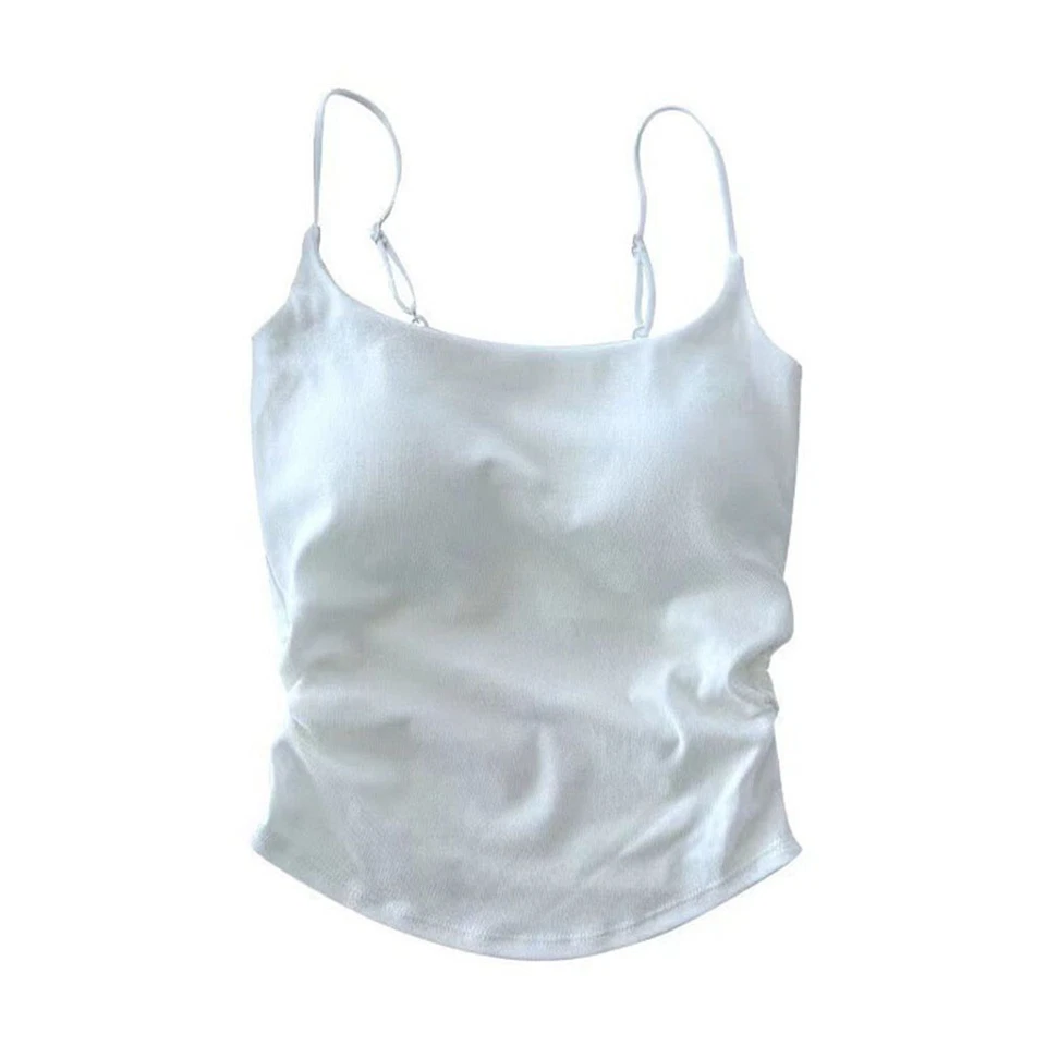 Women's Camisole with Built in Shelf Bra Adjustable Strap Vest Padded Tank Tops - Image 4 of 4