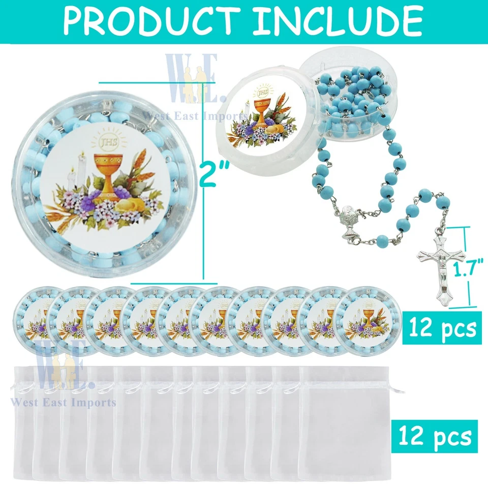 Collar Rosario 12 PIEZAS Favor Primera Comunión Azul Perfumado Rosa Pétalo Regalo Foto 2 de 4