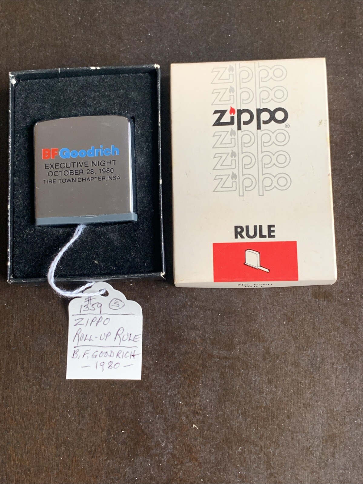 Vintage Rare Zippo Tape Rule BF GOODRICH Executive Night 198