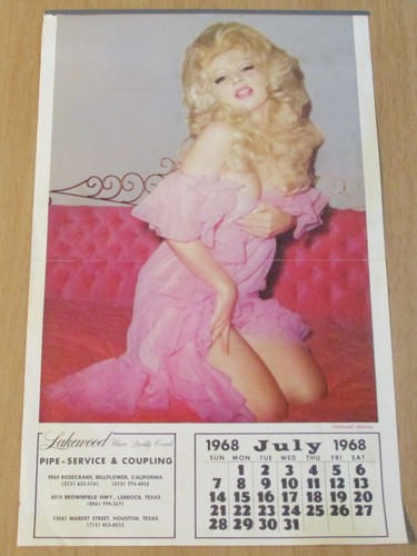 VTG July 1968 Hanging CALENDAR~Beautiful BLONDE Pinup GIRL in PINK~(J) - 第 1/8 張圖片