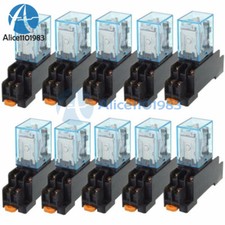10X DC12V DC Coil Power Relay LY2NJ DPDT 8 Pin HH62P JQX-13F With Socket Base