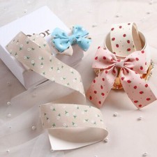 10yards 1Roll Single-sided Strawberry Printed Ribbon Trim DIY Material UK STOCK