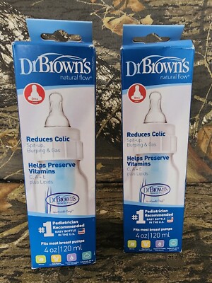 NEW 2 PC LOT Dr. Browns Natural Flow Reduces Colic 4 Oz Baby Bottle DO
