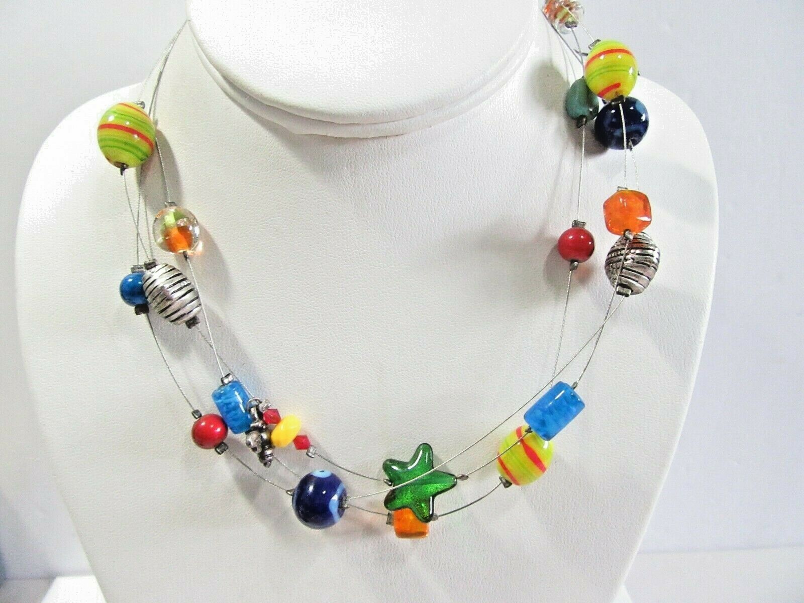 ILLUSION NECKLACE CHICO'S GLASS BEADS BEE AND HIVE PR… Gem