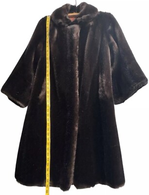 Vintage Tissavel France Faux Fur Coat Womens size X-Large Brown