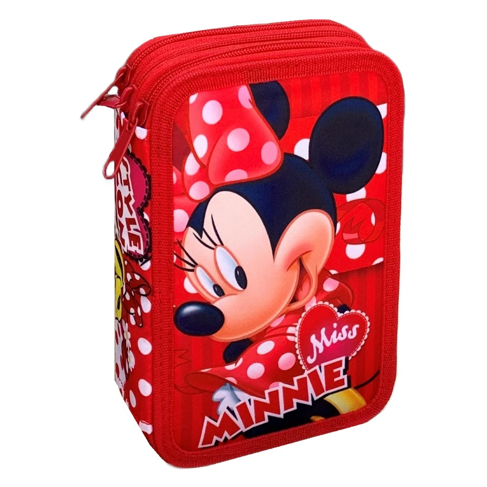 Astuccio Scuola 3 Zip Miss Minnie Portapenne matite pastelli Multiscomparto - Immagine 2 di 4