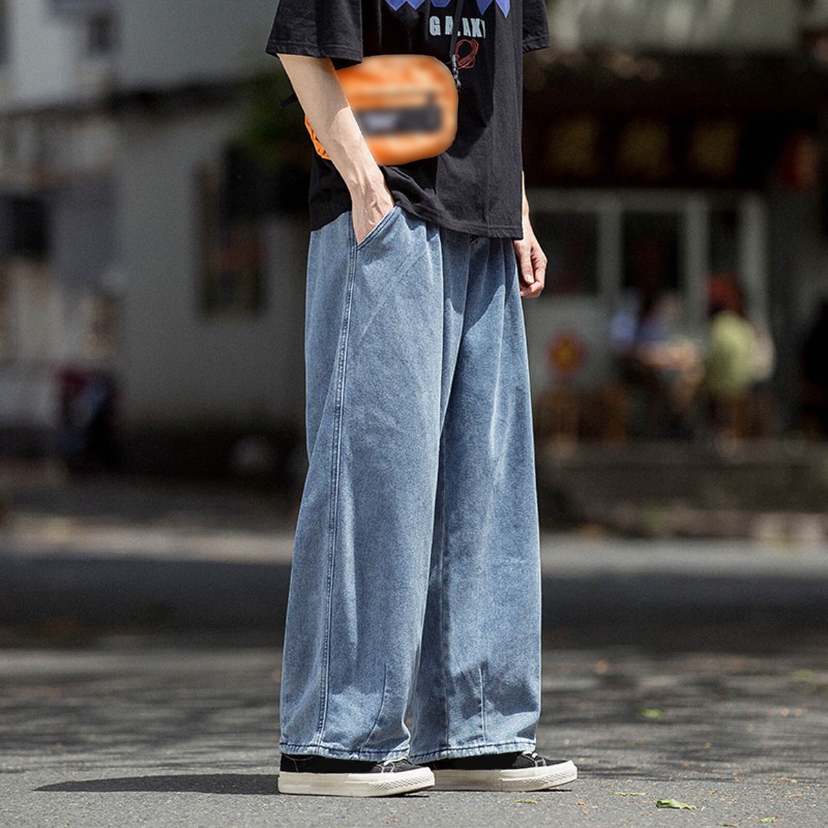 Men Casual Plus Size Loose Elastic Waist Jeans Street Wide Men Casual Plus Size Loose Elastic Waist Jeans Street Wide
