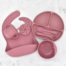 7PCS/Set Baby Silicone Tableware Set Baby Feeding Dishes BPA Free Bowl Plate