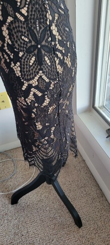 Love, Fire Tan Sheath Pencil Skirt With Black Crochet Overlay Xs Pre,owned - Picture 5 of 11