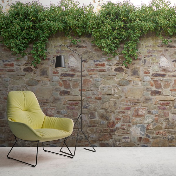 Fototapete Vlies Naturstein Wand Optik Efeu Beige Braun GrüN 39247-1 (5,79€/1Qm)-image