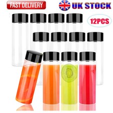 Plastic Empty Bottles 12x with Lids PET Juice Bottles 400ML Clear Sensory Bottle